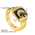 Shangjie OEM Anillo Hip Hop Square ENAMEL LONS LONS ARABIC 18K GOLAD RING JUNELLEY DIETY FASHON LADIES ZIRCON RINGS